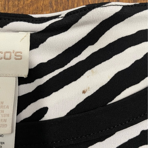 Chico's Ladies Zebra Print Blouse Black White Size 3 - Picture 5 of 8